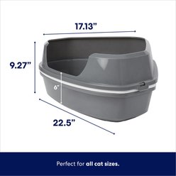 Frisco Corner Sifting Cat Litter Box with Rim, Dark Gray, 22-in slide 2 of 4