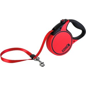 KONG Retractable Terrain Nylon Reflective Retractable Dog Leash, Red, Small: 16-ft long, 3/8-in wide