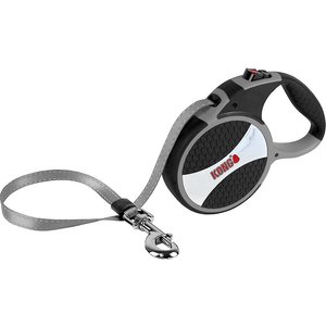 KONG Retractable Explore Reflective Retractable Dog Leash, Grey, Large: 24-ft long, 0.6-in wide