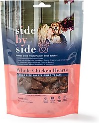 Side By Side Warming Whole Chicken Hearts Freeze-Dried Dog Treats, 4-oz bag slide 1 of 7