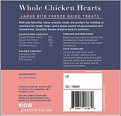 Side By Side Warming Whole Chicken Hearts Freeze-Dried Dog Treats, 4-oz bag slide 2 of 7