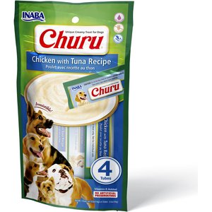 Inaba Churu Chicken with Tuna Recipe Grain-Free Lickable Dog Treat, 0.70-oz, pack of 4