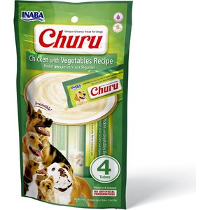Inaba Churu Chicken with Vegetable Puree Recipe Grain-Free Lickable Dog Treat, 0.5-oz, pack of 4