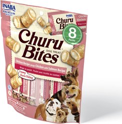 Inaba Churu Bites Wraps Chicken with Salmon Recipe Grain-Free Soft & Chewy Dog Treats, 0.42-oz, pack of 8