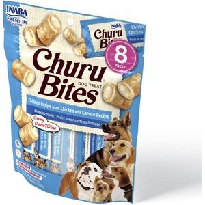 Inaba Churu Bites Wraps Chicken with Cheese Recipe Grain-Free Soft & Chewy Dog Treats, 0.42-oz, pack of 8