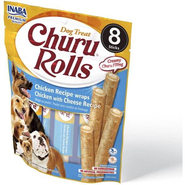 INABA Churu Rolls Chicken with Cheese Recipe Grain-Free Soft & Chewy ...