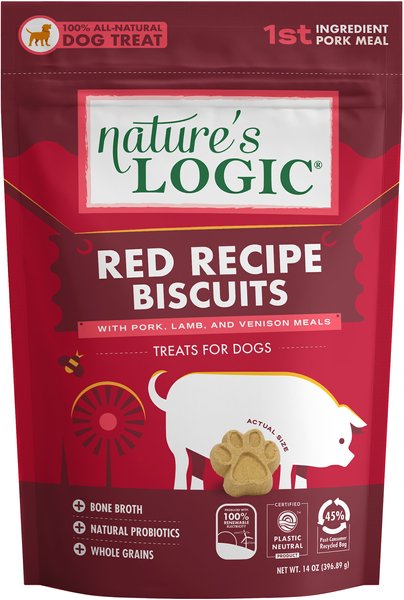 Nature's Logic Red Recipe Biscuits With Pork, Lamb & Venison Meals Dog Treats, 14-oz bag slide 1 of 6