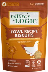 Nature's Logic Fowl Recipe Biscuits with Chicken, Duck & Turkey Meals Dog Treats, 14-oz bag