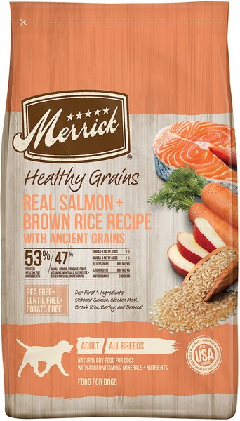 Merrick Healthy Grains Real Salmon & Brown Rice Recipe With Ancient Grains Dry Dog Food, 12-lb bag slide 1 of 10