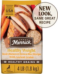 Merrick Healthy Grains Healthy Weight Recipe Dry Dog Food, 4-lb bag