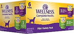 Wellness Complete Health Pate Variety Pack Wet Dog Food, 12.5-oz case of 6