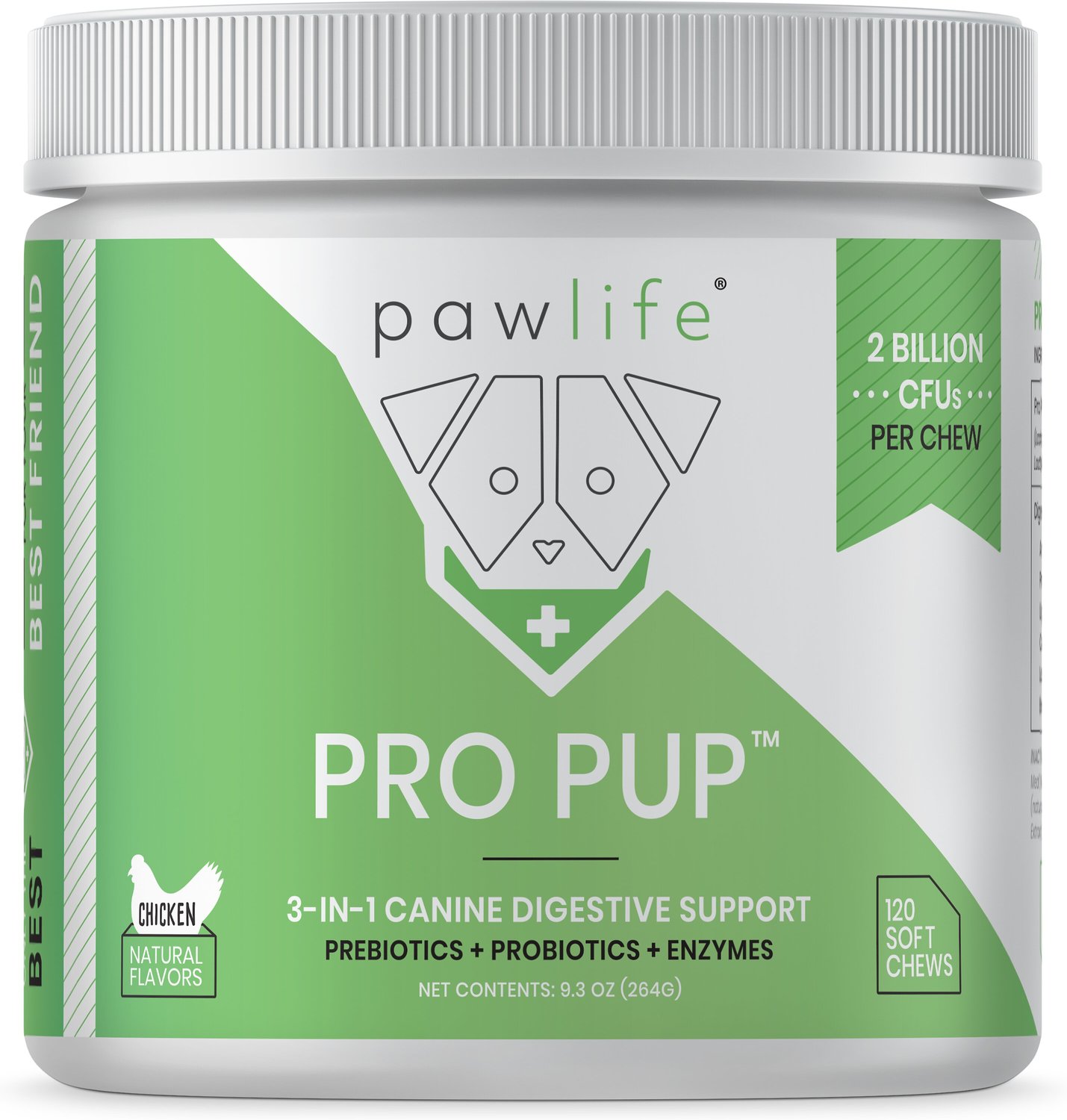 Pawlife Pro Pup 3-in-1 Canine Digestive Support Formula Chicken Flavor Soft Chews Dog Supplement, 120 count