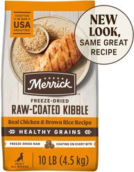 Merrick Healthy Grains Raw-Coated Kibble Real Chicken + Brown Rice Recipe Freeze-Dried Dry Dog Food, 10-lb bag