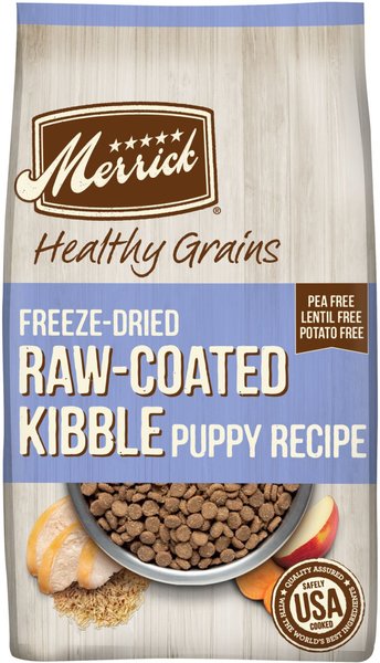 Merrick Healthy Grains Raw-Coated Kibble Puppy Recipe Freeze-Dried Dry Dog Food, 4-lb bag slide 1 of 8
