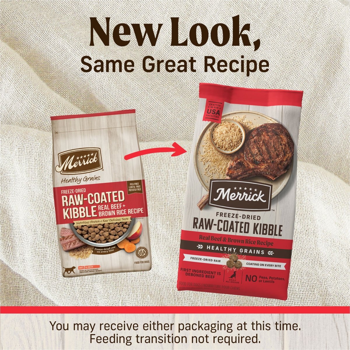 MERRICK Healthy Grains RawCoated Kibble Real Beef + Brown Rice Recipe