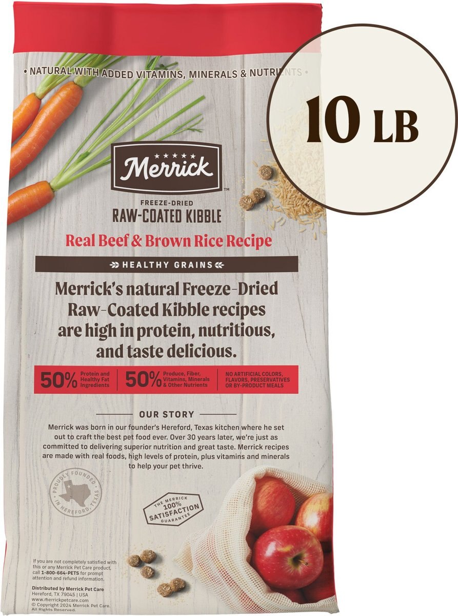MERRICK Healthy Grains RawCoated Kibble Real Beef + Brown Rice Recipe