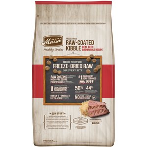 Merrick Healthy Grains Raw-Coated Kibble Real Beef + Brown Rice Recipe Freeze-Dried Dry Dog Food, 22-lb bag