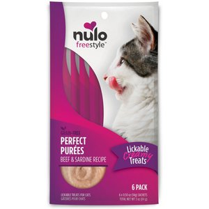 Nulo Freestyle Perfect Purees Beef & Sardine Recipe Grain-Free Lickable Cat Treats, 0.5-oz, pack of 6
