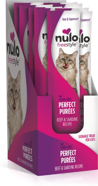 Nulo Freestyle Perfect Purees Beef & Sardine Recipe Grain-Free Lickable Cat Treats, 0.5-oz, case of 48 slide 1 of 5