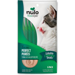 Nulo Freestyle Perfect Purees Tuna & Scallop Recipe Grain-Free Lickable Cat Treats, 0.5-oz, pack of 6