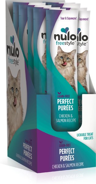 Nulo Freestyle Perfect Purees Chicken & Salmon Recipe Grain-Free Lickable Cat Treats, 0.5-oz, case of 48 slide 1 of 5