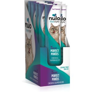 Nulo Freestyle Perfect Purees Chicken & Salmon Recipe Grain-Free Lickable Cat Treats, 0.5-oz, case of 48