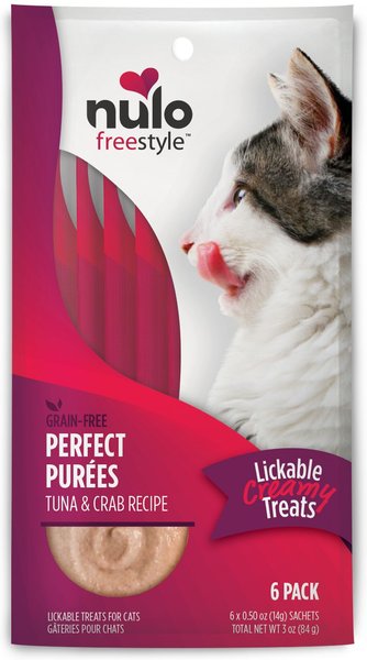 Nulo Freestyle Perfect Purees Tuna & Crab Recipe Grain-Free Lickable Cat Treats, 0.5-oz, pack of 6 slide 1 of 5