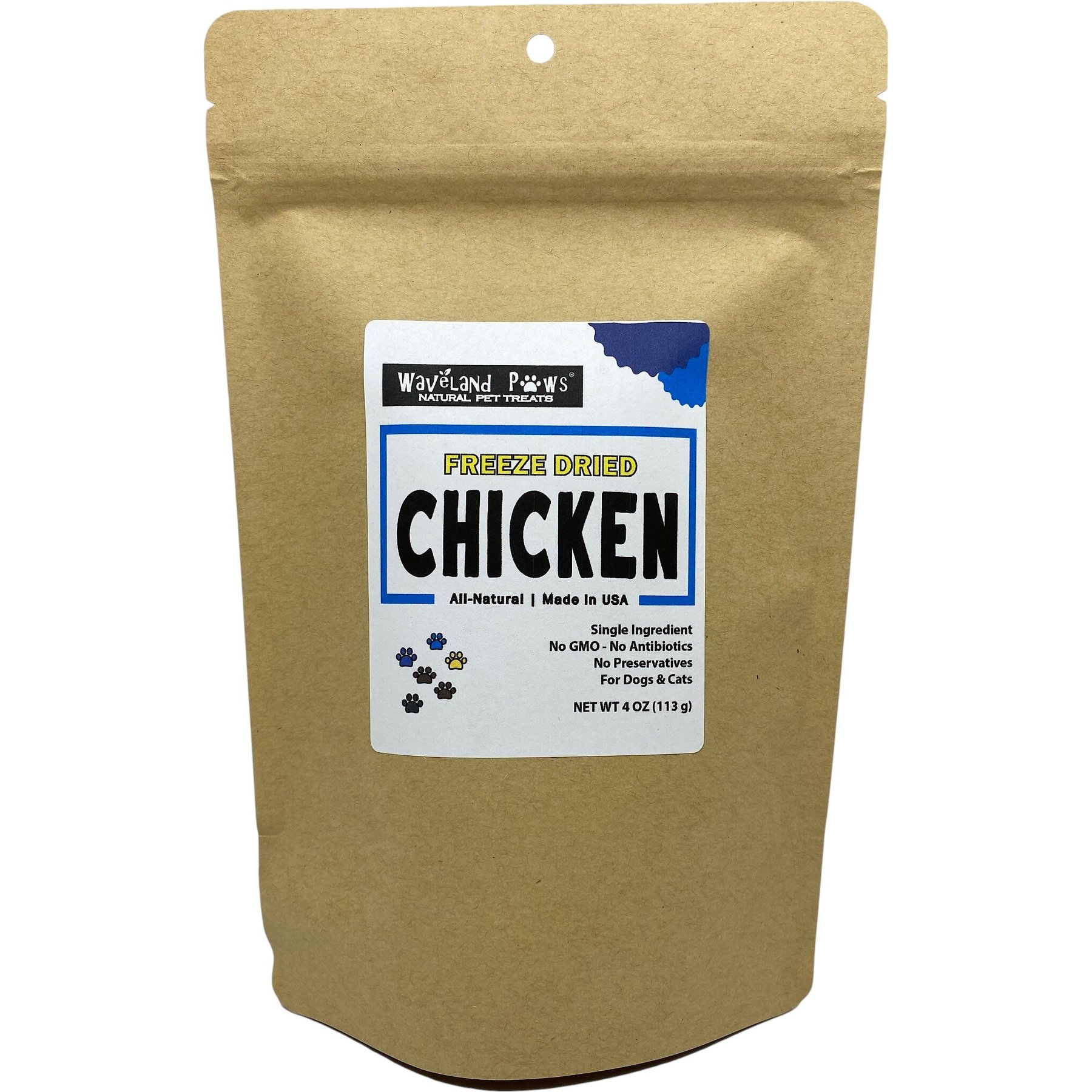 Waveland Paws Chicken Freeze-Dried Grain-Free Dog & Cat Treats, 4-oz bag
