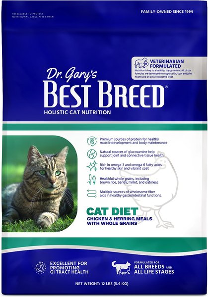Dr. Gary's Best Breed Holistic All Life Stages Dry Cat Food, 12-lb bag slide 1 of 5