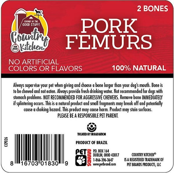 Country Kitchen Pork Femurs Dog Treat, 2 count