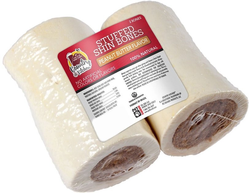 Country Kitchen Stuffed Shin Bone 4-in Peanut Butter Flavor Dog Treat, 2 count