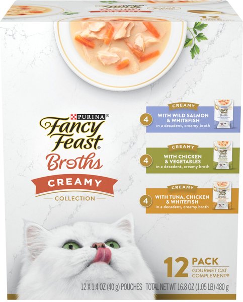 Fancy Feast Creamy Collection Variety Pack Grain-Free Wet Cat Food Topper, 1.4-oz pouch, case of 12, 3 count slide 1 of 9