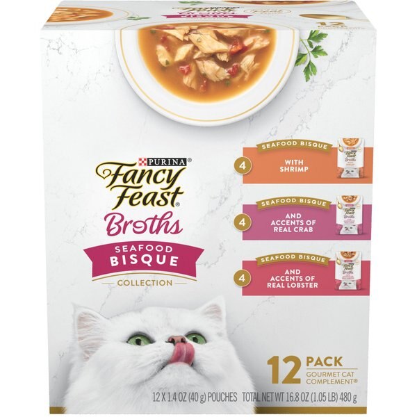FANCY FEAST Broths Seafood Bisque Collection Variety Pack GrainFree