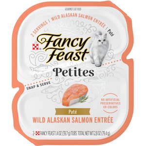 Fancy Feast Petites Pate Wild Alaskan Salmon Entree Wet Cat Food, 24 Servings, 2.8-oz, case of 12