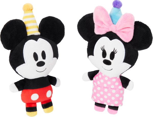 Disney Mickey Mouse & Minnie Mouse Birthday Plush Cat Toy with Catnip, 2 count slide 1 of 3