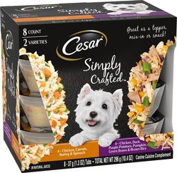 Cesar Simply Crafted Variety Pack Wet Dog Food Meal Topper, 1.3-oz tray, case of 8 slide 2 of 9