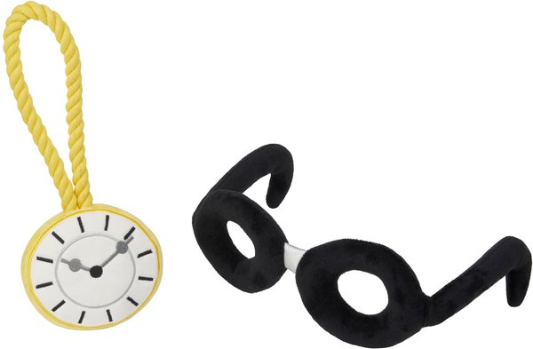 Frisco Magic Pocket Watch & Glasses Plush Squeaky Dog Toy, 2 count slide 1 of 4