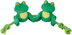 Frisco Magic Frog Plush with Rope Squeaky Dog Toy