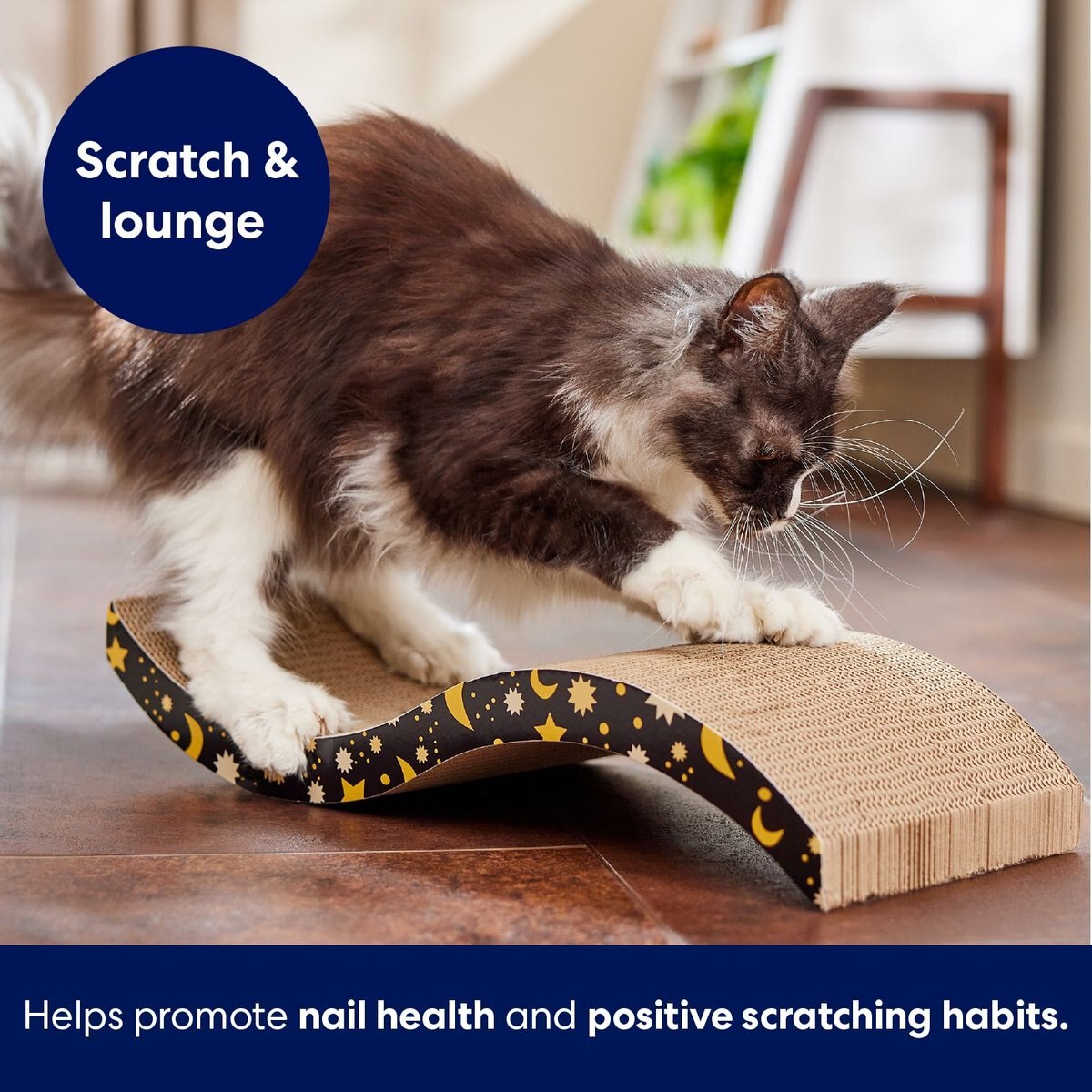 FRISCO Wave Cat Scratcher Toy with Catnip, Moon & Stars