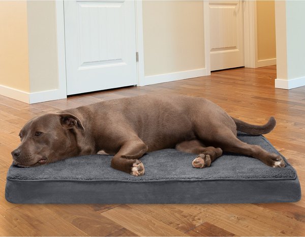 FurHaven Terry Deluxe Cooling Gel Pillow Cat & Dog Bed w/Removable Cover, Gray, Large slide 1 of 9