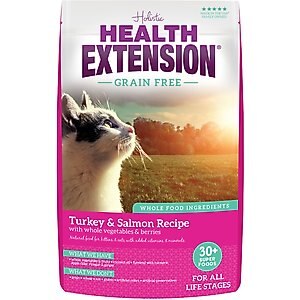 Health Extension Grain-Free Turkey & Salmon Recipe Dry Cat Food, 1-lb bag