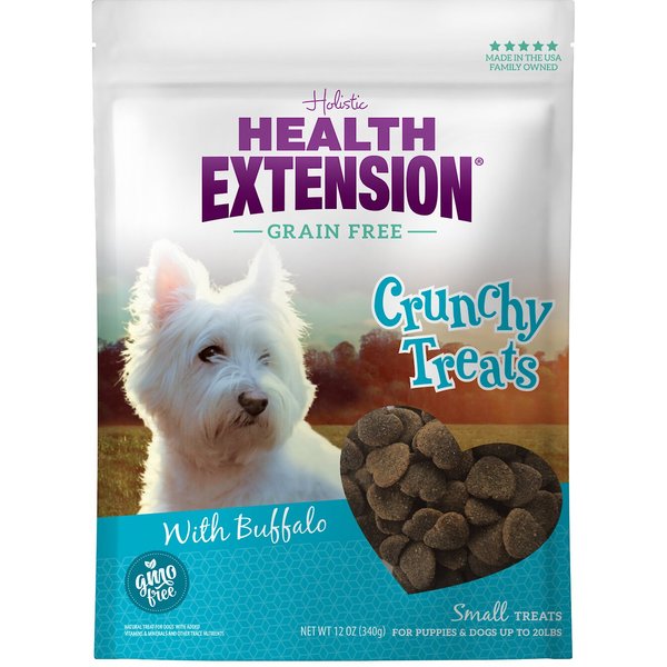 Health Extension Large Buffalo Heart Shaped Grain-Free Crunchy Dog Treats, 12-oz bag
