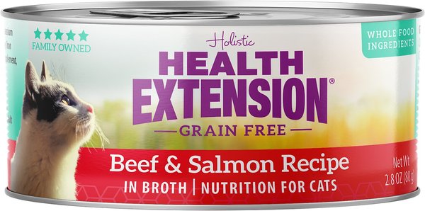 Health Extension Beef & Salmon Grain-Free Wet Cat Food, 2.8-oz can, case of 24 slide 1 of 4