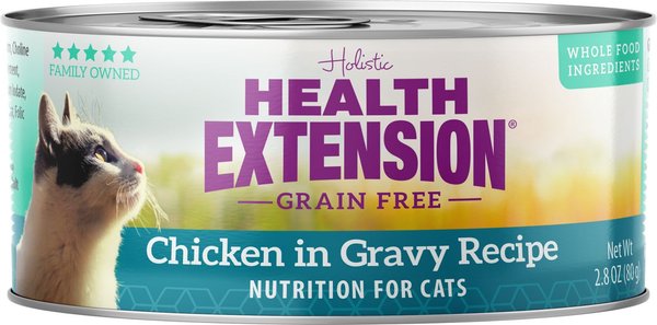 Health Extension Chicken in Gravy Grain-Free Wet Cat Food, 2.8-oz can, case of 24