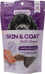 PetsPrefer Skin & Coat Health Pork Flavor Soft Chew Dog Supplement, 30 count
