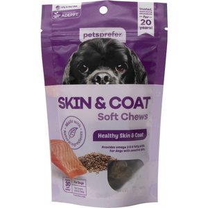PetsPrefer Skin & Coat Health Pork Flavor Soft Chew Dog Supplement, 30 count
