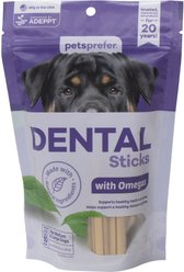 PetsPrefer Dental Sticks + Omegas Skin & Coat Health Chicken Flavor Soft Chew Dog Supplement, 10 count