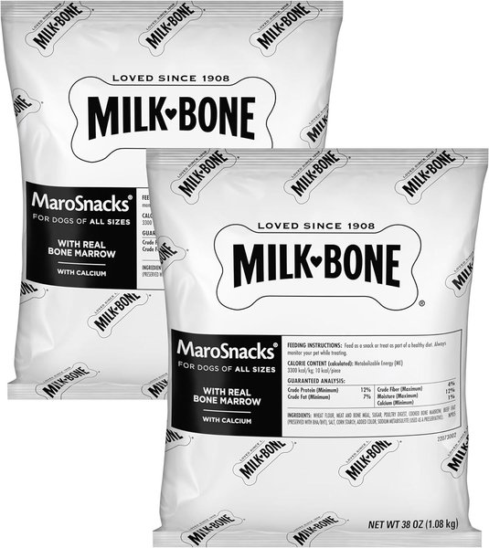 MILKBONE MaroSnacks Real Bone Marrow Dog Treats, 38oz, case of 2