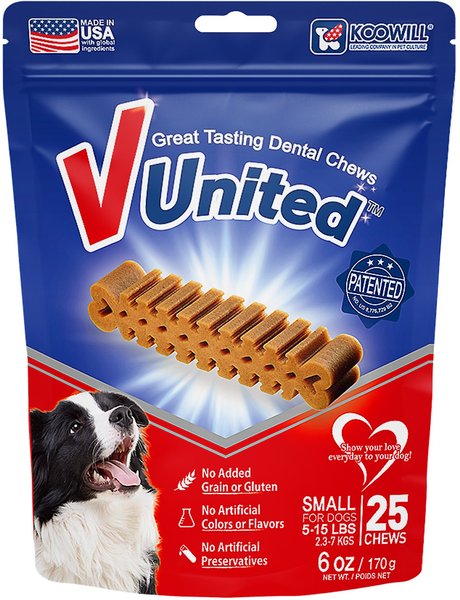 Koowill V United Great Tasting Dental Chews Small Grain-Free Dental Dog Treats, 25 count slide 1 of 8
