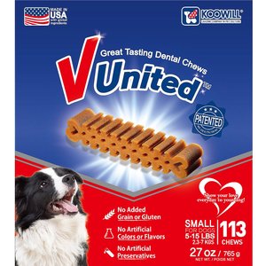 Koowill V United Great Tasting Dental Chews Small Grain-Free Dental Dog Treats, 113 count